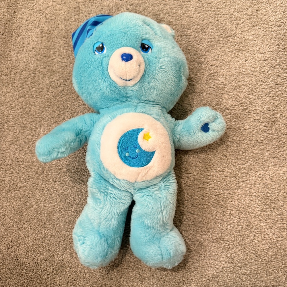 Care Bears Bedtime Bear Blue 2007 Half Moon Star Toy Plush Sleepy Eyes